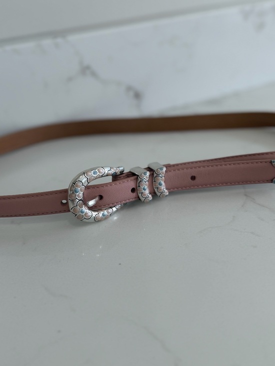 Brighton Accessories - Vintage Brighton Pink Leather Western Floral Buckle Belt Size Large